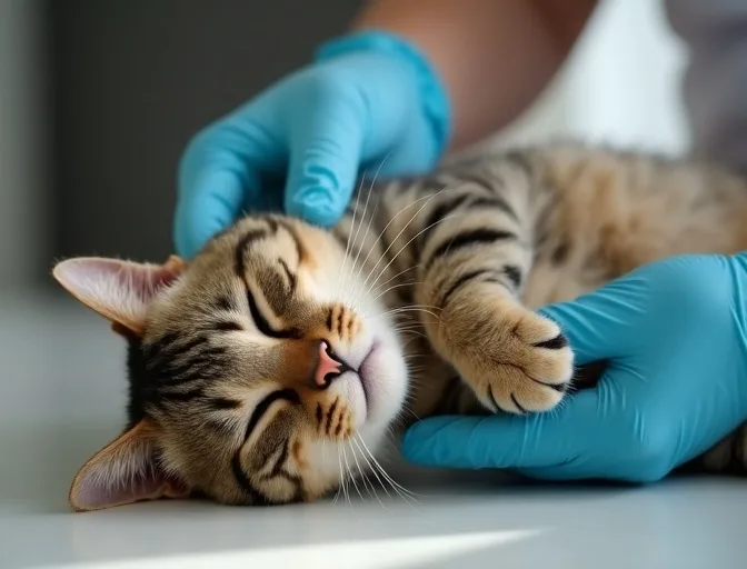Specialist carefully handling a deceased cat with dignity in Ceres
