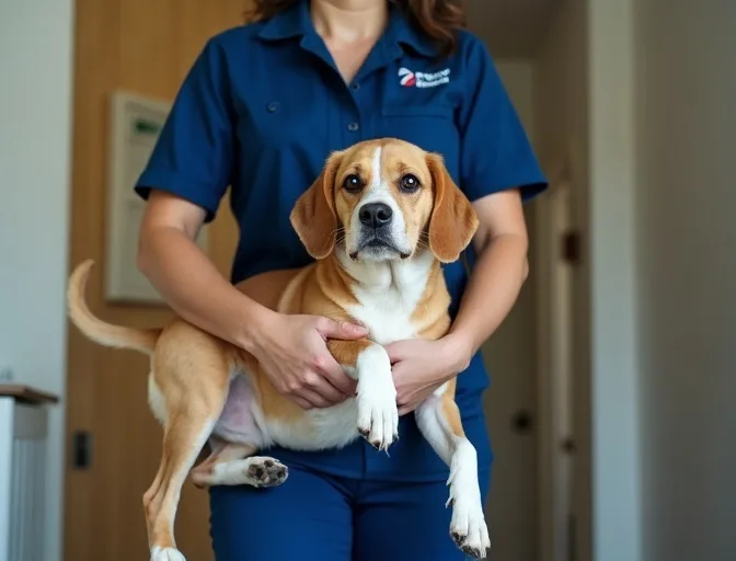Technician respectfully transporting a deceased dog in Ceres